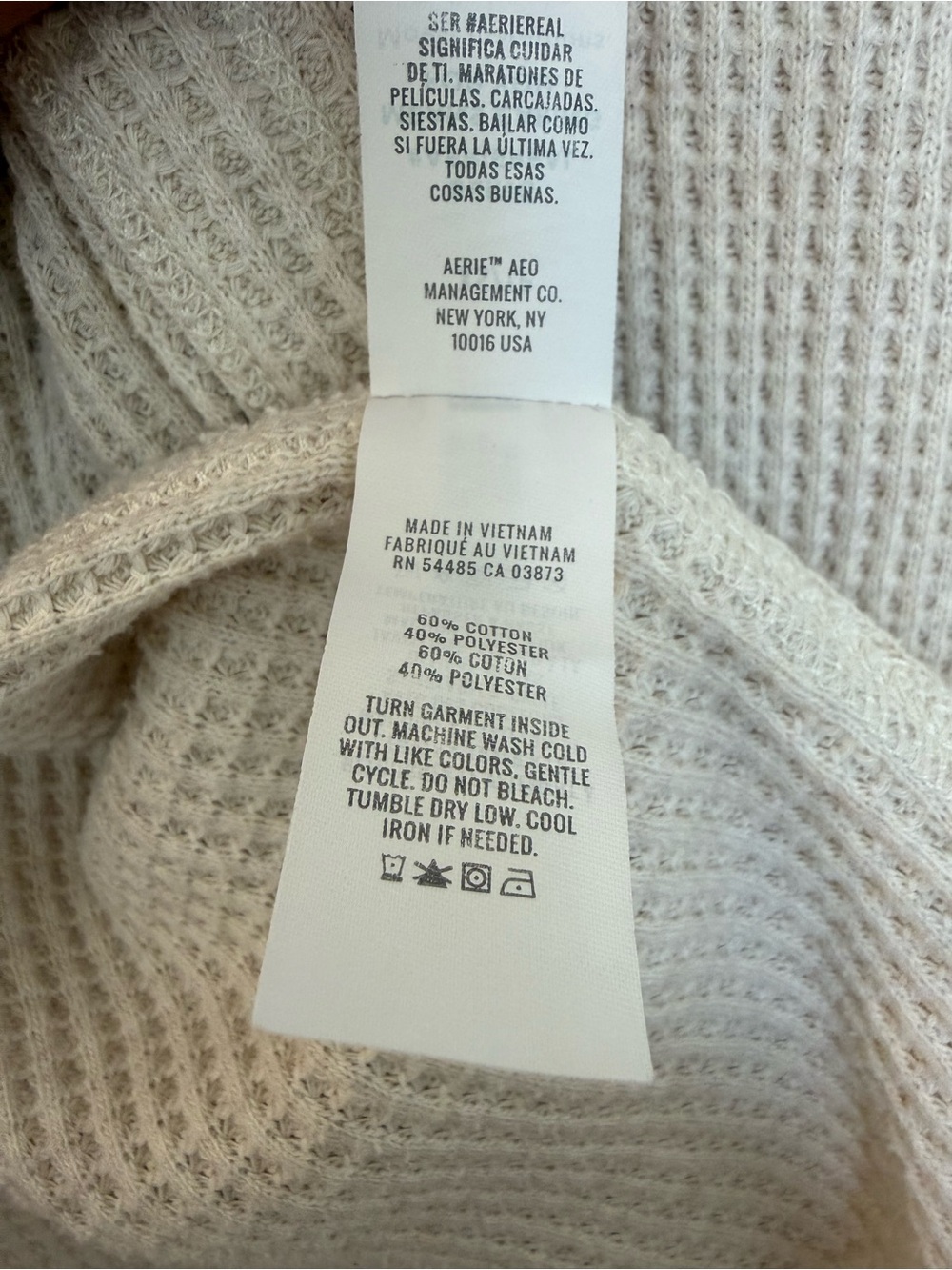 Aerie Cream Waffle Shirt - Picture 4 of 6